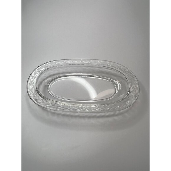 Fostoria Holly Clear 8” Oval Glass Pickle Dish Serving Platter With Etched Leaf - Picture 9 of 9